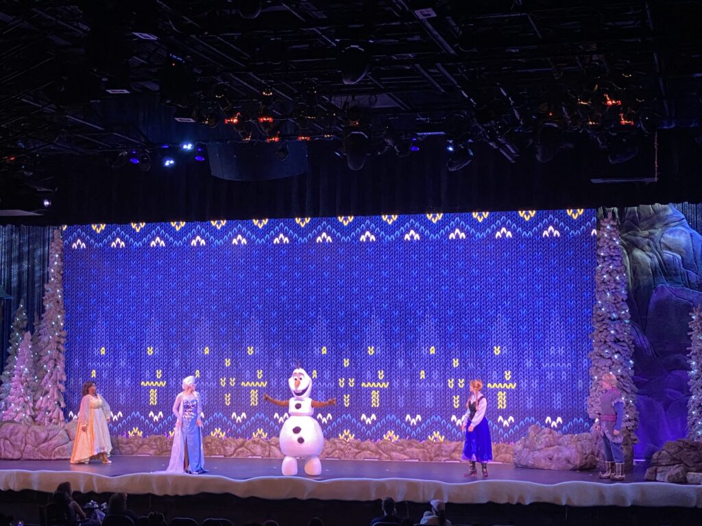 festival finale of For the First Time in Forever show at Hollywood Studios during holidays at Disney