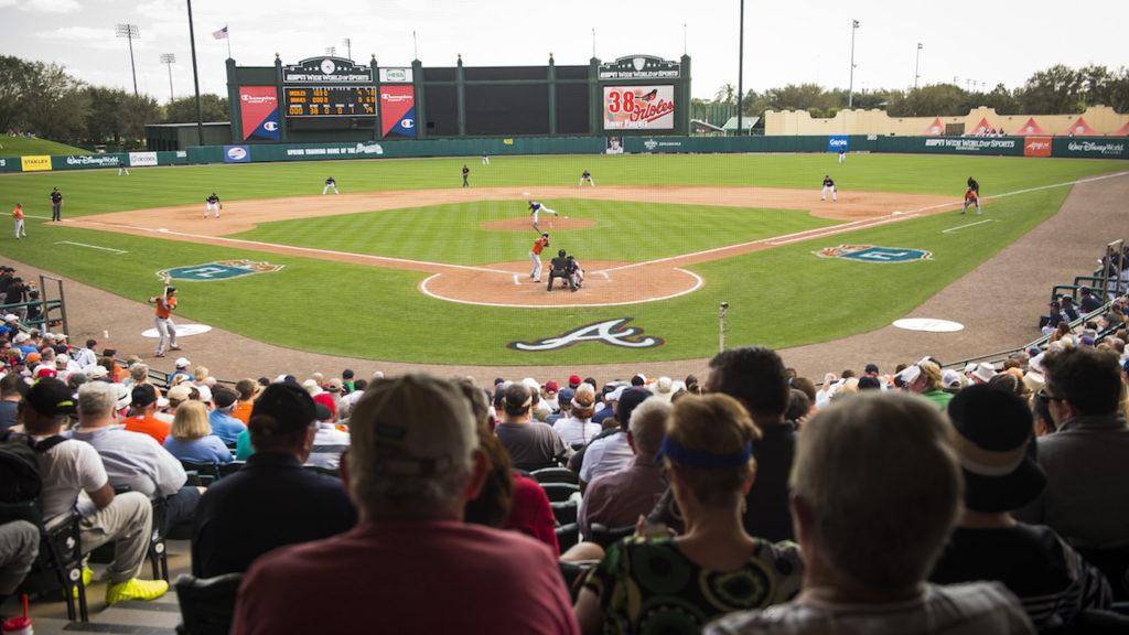 (March 1, 2016): The Atlanta Braves opened Spring Training against the Baltimore Orioles on Tuesday, March 1 at ESPN Wide World of Sports Complex at the Walt Disney World Resort in Lake Buena, Fla.